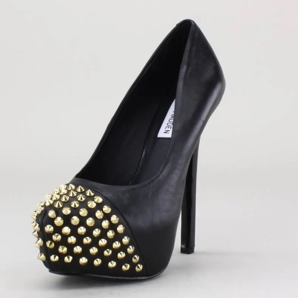 STEVE MADDEN leather platform pumps with gold spikes - Picture 11 of 11